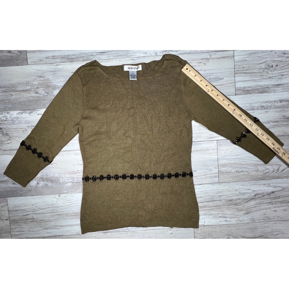 Alfani 100% Silk Beaded Long Sleeve Sweater Top Women's Medium - Picture 4 of 8